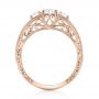 18k Rose Gold 18k Rose Gold Custom Three Stone Diamond Engagement Ring - Front View -  103426 - Thumbnail