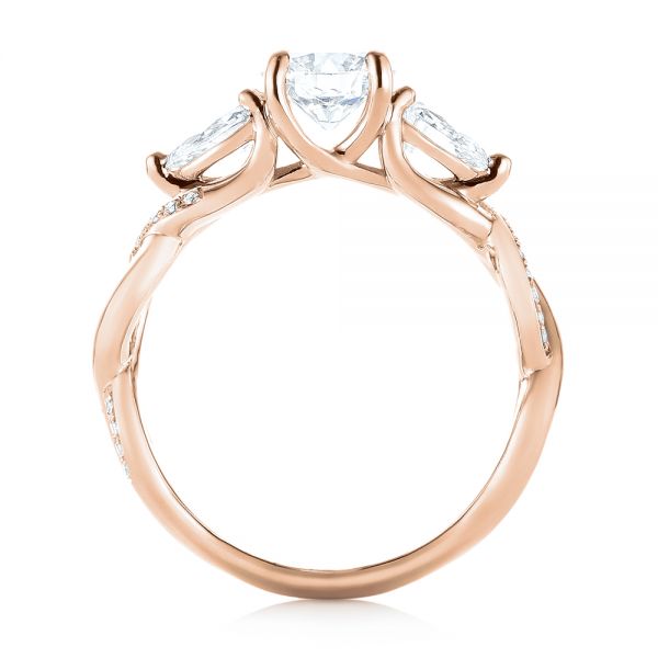 18k Rose Gold 18k Rose Gold Custom Three Stone Diamond Engagement Ring - Front View -  103503