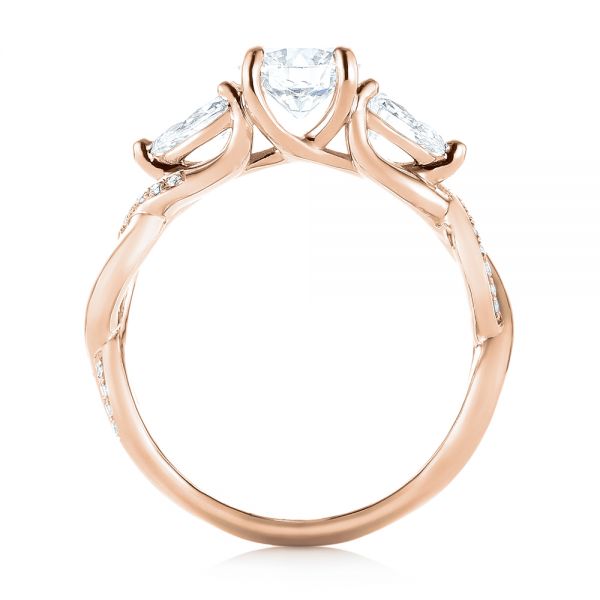 18k Rose Gold 18k Rose Gold Custom Three Stone Diamond Engagement Ring - Front View - 103503
