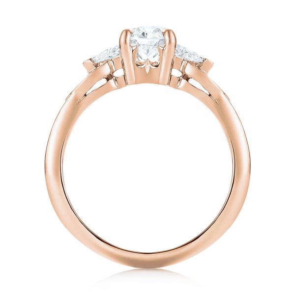 14k Rose Gold 14k Rose Gold Custom Three Stone Diamond Engagement Ring - Front View -  103839