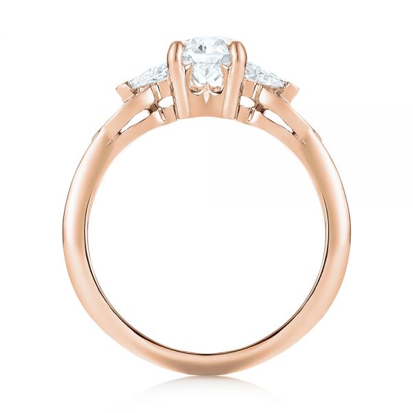 14k Rose Gold 14k Rose Gold Custom Three Stone Diamond Engagement Ring - Front View - 103839