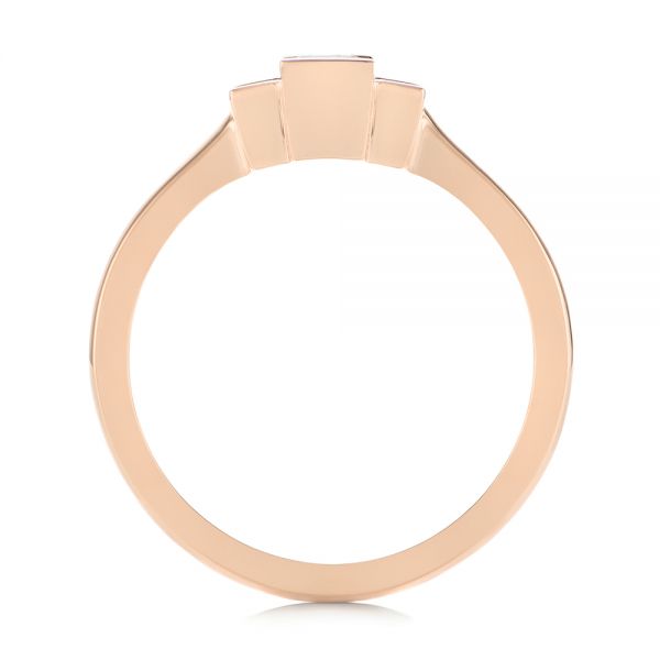 18k Rose Gold 18k Rose Gold Custom Three Stone Diamond Engagement Ring - Front View -  104826