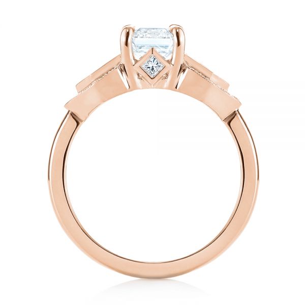 18k Rose Gold 18k Rose Gold Custom Three Stone Diamond Engagement Ring - Front View -  104830
