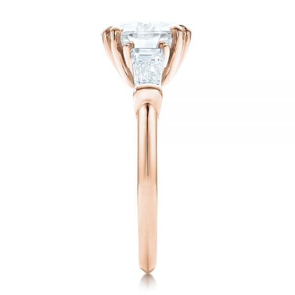 18k Rose Gold 18k Rose Gold Custom Three Stone Diamond Engagement Ring - Side View - 100161