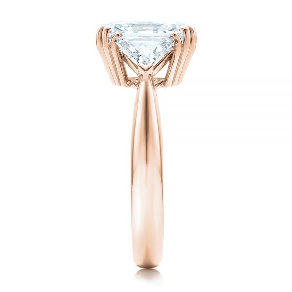 14k Rose Gold 14k Rose Gold Custom Three Stone Diamond Engagement Ring - Side View - 100803