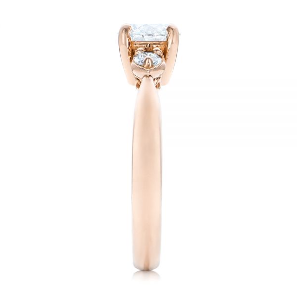 18k Rose Gold 18k Rose Gold Custom Three Stone Diamond Engagement Ring - Side View - 102039