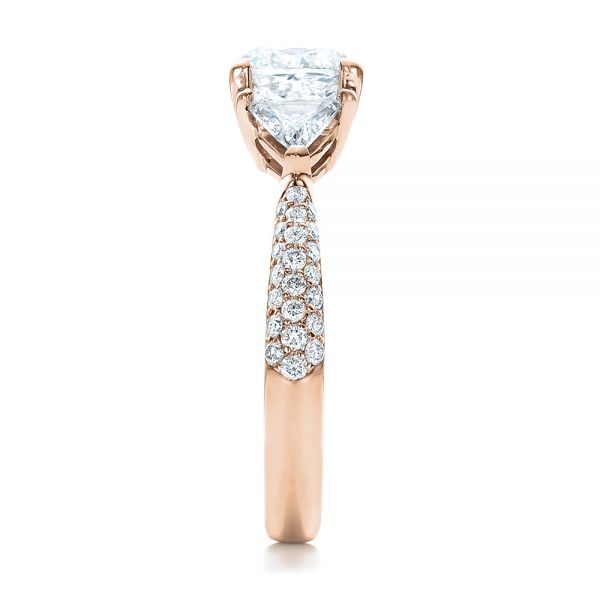 14k Rose Gold 14k Rose Gold Custom Three Stone Diamond Engagement Ring - Side View -  102091