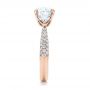 18k Rose Gold 18k Rose Gold Custom Three Stone Diamond Engagement Ring - Side View -  102091 - Thumbnail