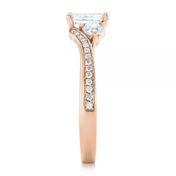 14k Rose Gold 14k Rose Gold Custom Three Stone Diamond Engagement Ring - Side View -  102391