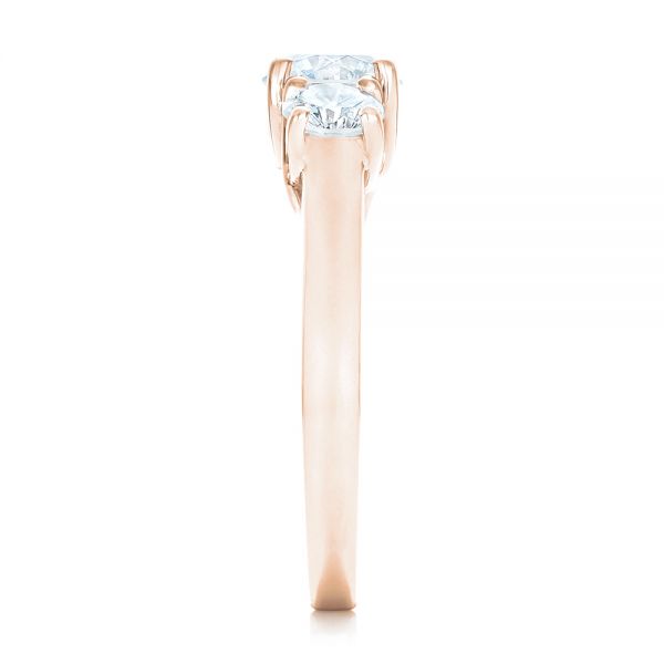 14k Rose Gold 14k Rose Gold Custom Three Stone Diamond Engagement Ring - Side View - 102540