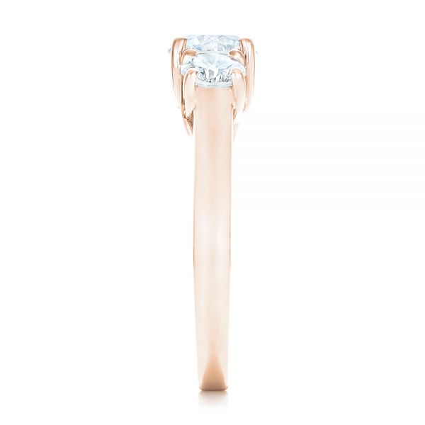 14k Rose Gold 14k Rose Gold Custom Three Stone Diamond Engagement Ring - Side View -  102540