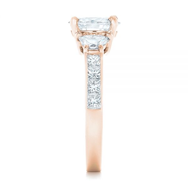 14k Rose Gold 14k Rose Gold Custom Three Stone Diamond Engagement Ring - Side View - 102807