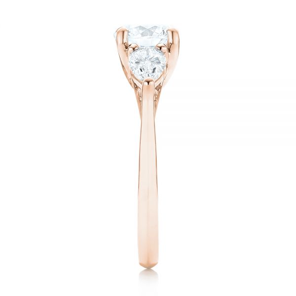 14k Rose Gold 14k Rose Gold Custom Three Stone Diamond Engagement Ring - Side View -  102898