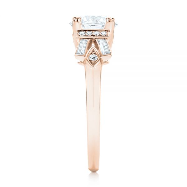 14k Rose Gold 14k Rose Gold Custom Three Stone Diamond Engagement Ring - Side View - 102945