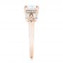 18k Rose Gold 18k Rose Gold Custom Three Stone Diamond Engagement Ring - Side View -  102945 - Thumbnail