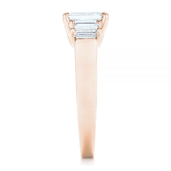 14k Rose Gold 14k Rose Gold Custom Three Stone Diamond Engagement Ring - Side View - 103154