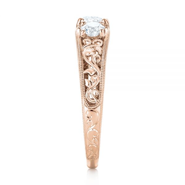 14k Rose Gold 14k Rose Gold Custom Three Stone Diamond Engagement Ring - Side View -  103426