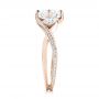 18k Rose Gold 18k Rose Gold Custom Three Stone Diamond Engagement Ring - Side View -  103655 - Thumbnail