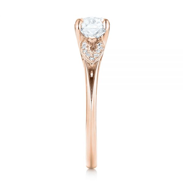 14k Rose Gold 14k Rose Gold Custom Three Stone Diamond Engagement Ring - Side View - 103839