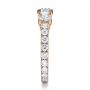 14k Rose Gold 14k Rose Gold Custom Three Stone Diamond Engagement Ring - Side View -  1129 - Thumbnail