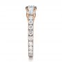 14k Rose Gold 14k Rose Gold Custom Three Stone Diamond Engagement Ring - Side View -  1129 - Thumbnail