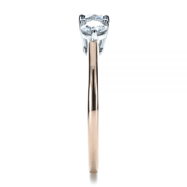 14k Rose Gold And Platinum 14k Rose Gold And Platinum Custom Three Stone Diamond Engagement Ring - Side View - 1196