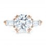 18k Rose Gold 18k Rose Gold Custom Three Stone Diamond Engagement Ring - Top View -  100161 - Thumbnail