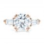 18k Rose Gold 18k Rose Gold Custom Three Stone Diamond Engagement Ring - Top View -  100161 - Thumbnail