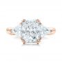 18k Rose Gold 18k Rose Gold Custom Three Stone Diamond Engagement Ring - Top View -  100803 - Thumbnail