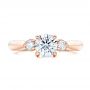 14k Rose Gold Custom Three Stone Diamond Engagement Ring - Top View -  102039 - Thumbnail