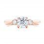 18k Rose Gold 18k Rose Gold Custom Three Stone Diamond Engagement Ring - Top View -  102039 - Thumbnail