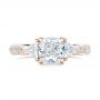 14k Rose Gold 14k Rose Gold Custom Three Stone Diamond Engagement Ring - Top View -  102091 - Thumbnail