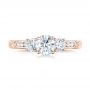 14k Rose Gold 14k Rose Gold Custom Three-stone Diamond Engagement Ring - Top View -  102131 - Thumbnail
