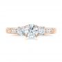 18k Rose Gold 18k Rose Gold Custom Three-stone Diamond Engagement Ring - Top View -  102131 - Thumbnail