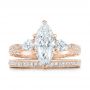 14k Rose Gold 14k Rose Gold Custom Three Stone Diamond Engagement Ring - Top View -  102353 - Thumbnail