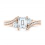 18k Rose Gold 18k Rose Gold Custom Three Stone Diamond Engagement Ring - Top View -  102391 - Thumbnail
