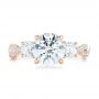 18k Rose Gold 18k Rose Gold Custom Three Stone Diamond Engagement Ring - Top View -  102465 - Thumbnail