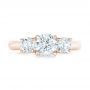 18k Rose Gold 18k Rose Gold Custom Three Stone Diamond Engagement Ring - Top View -  102540 - Thumbnail