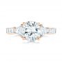 18k Rose Gold 18k Rose Gold Custom Three Stone Diamond Engagement Ring - Top View -  102807 - Thumbnail
