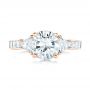 14k Rose Gold 14k Rose Gold Custom Three Stone Diamond Engagement Ring - Top View -  102807 - Thumbnail