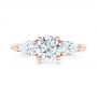18k Rose Gold 18k Rose Gold Custom Three Stone Diamond Engagement Ring - Top View -  102898 - Thumbnail