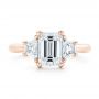18k Rose Gold 18k Rose Gold Custom Three Stone Diamond Engagement Ring - Top View -  102899 - Thumbnail