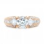 18k Rose Gold 18k Rose Gold Custom Three Stone Diamond Engagement Ring - Top View -  103004 - Thumbnail