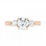 14k Rose Gold 14k Rose Gold Custom Three Stone Diamond Engagement Ring - Top View -  103009 - Thumbnail