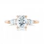 14k Rose Gold 14k Rose Gold Custom Three Stone Diamond Engagement Ring - Top View -  103035 - Thumbnail