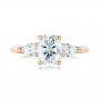 14k Rose Gold 14k Rose Gold Custom Three Stone Diamond Engagement Ring - Top View -  103035 - Thumbnail