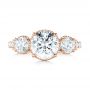 18k Rose Gold 18k Rose Gold Custom Three-stone Diamond Engagement Ring - Top View -  103214 - Thumbnail