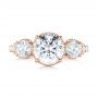18k Rose Gold 18k Rose Gold Custom Three-stone Diamond Engagement Ring - Top View -  103214 - Thumbnail