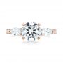 18k Rose Gold 18k Rose Gold Custom Three Stone Diamond Engagement Ring - Top View -  103354 - Thumbnail