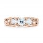 18k Rose Gold 18k Rose Gold Custom Three Stone Diamond Engagement Ring - Top View -  103426 - Thumbnail